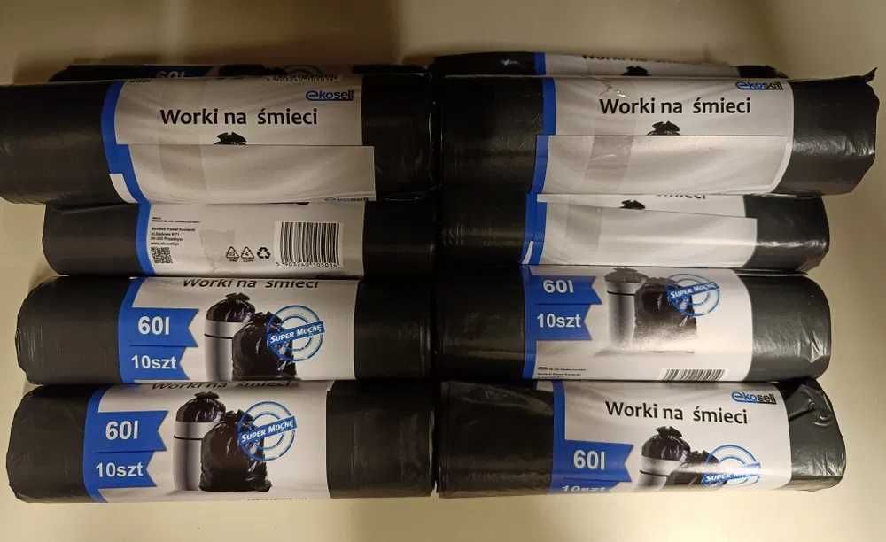 10 opakowań worków na śmieci 60l