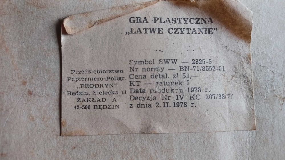 Gra edukacyjna PRL 1978r. "Łatwe Czytanie" kompletne