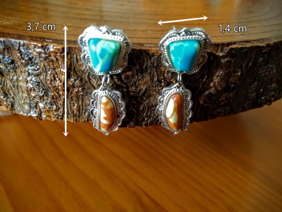 (NOVO, PORTES GRÁTIS) Brincos Boémios Marmoreados em Prata 925