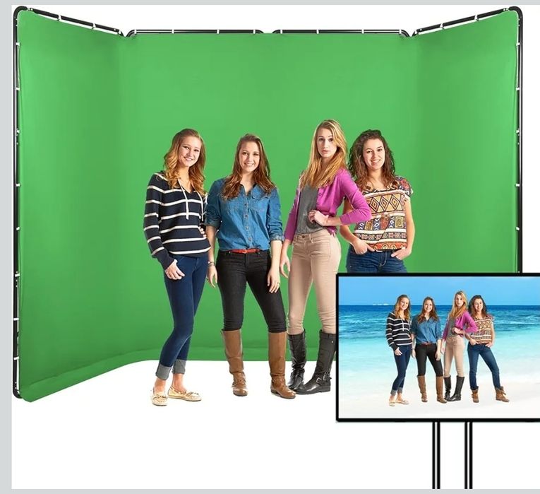 Przenośne Duże Tło 240x400cm Zielone Ekran do nagrywania filmów w studiu fotograficznym FV W072