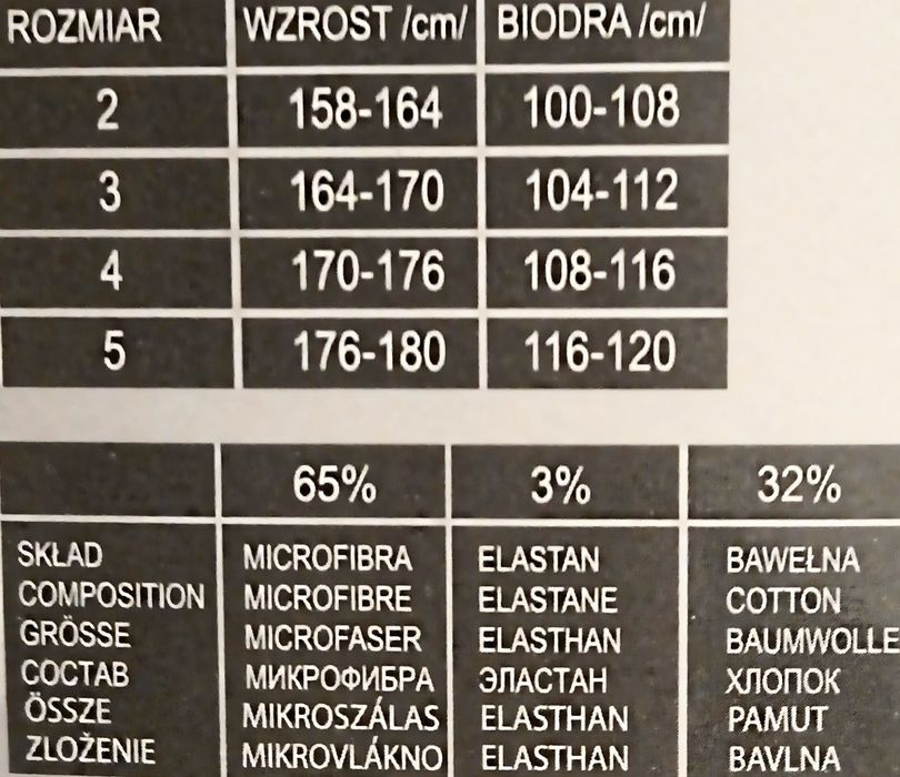 Rajstopy grube z bawełny 200 den mix 2-5