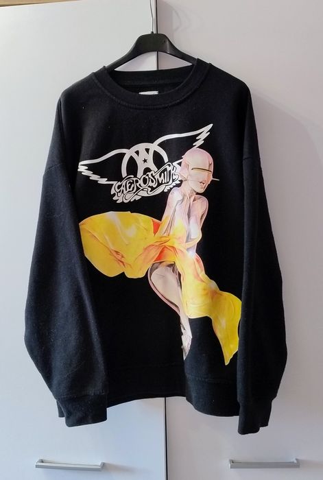 Damska czarna overize bluza z nadrukiem Aerosmith "Just Push Play"