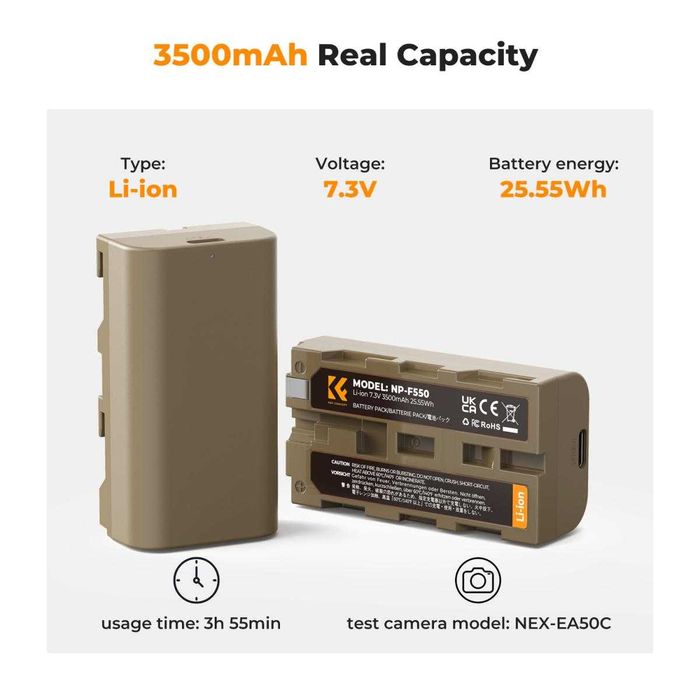 Bateria K&F Concept USB Type C - Sony NP-F550