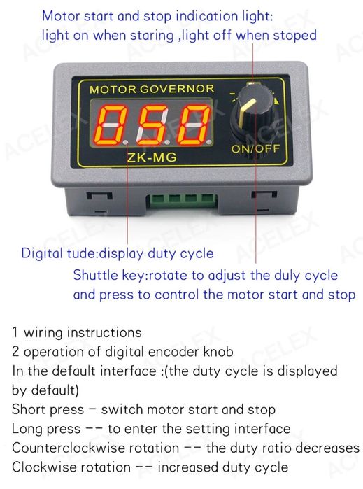 ШИМ контроллер скорости двигателя постоянного тока. DC 5-30 V, ZK-MG