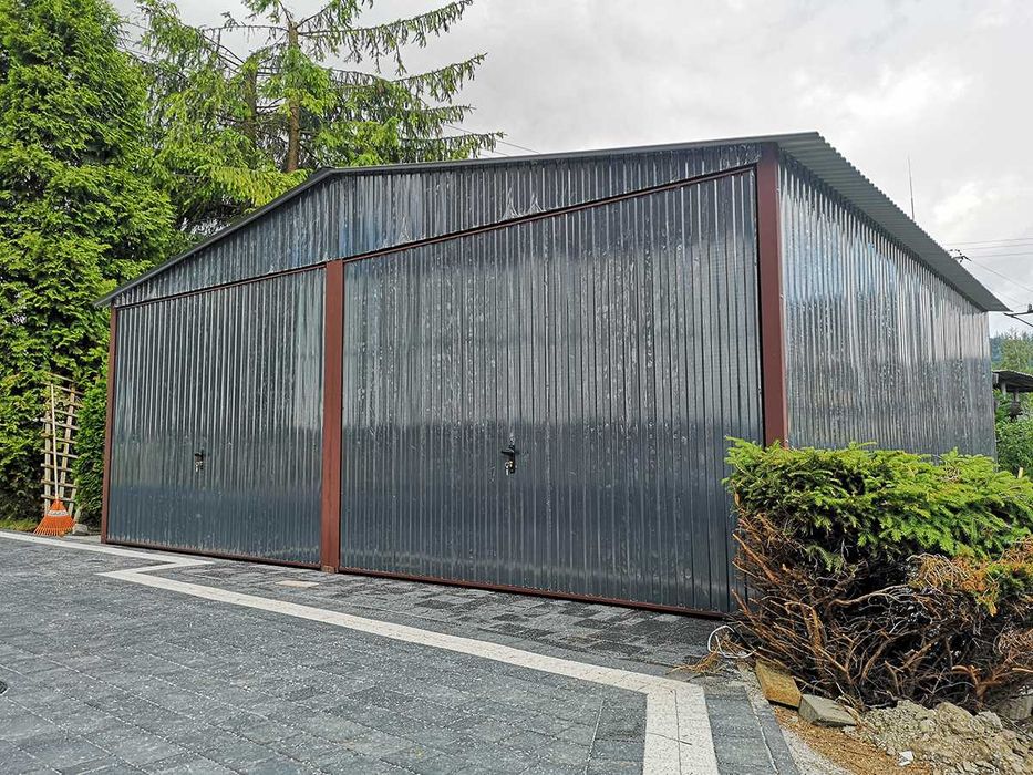 Garaż blaszany Wiata 6x6m  2X Brama Dowolny Wymiar PRODUCENT – TRANSPORT I MONTAŻ GRATIS
