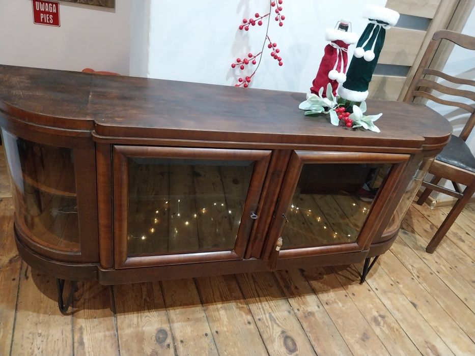 Retro komoda przedwojenna drewniana vintage witryna barek loft vintage