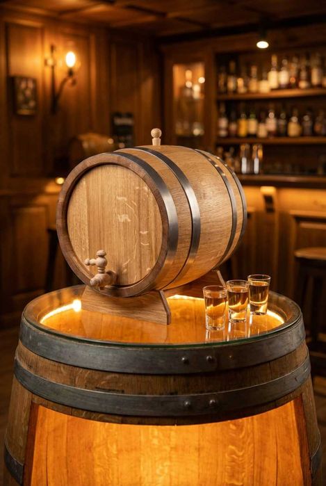 Бочка діжка дубова для напоїв вина віскі самогону алкоголю