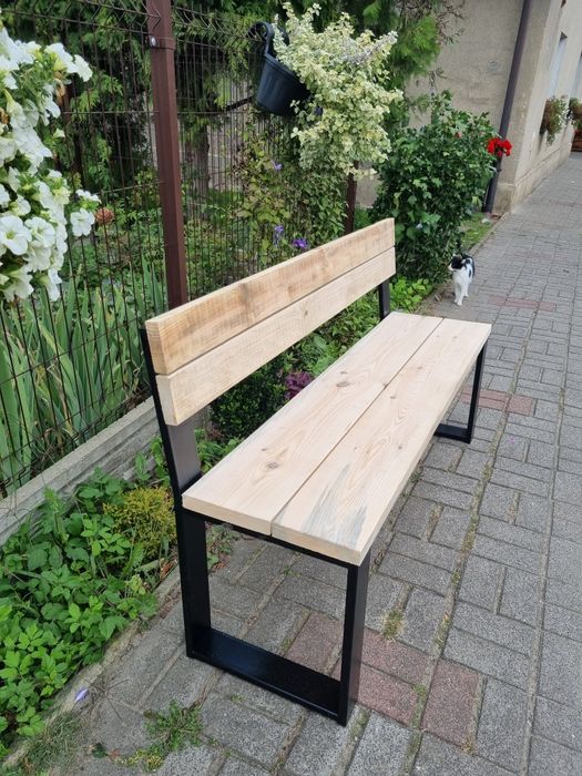 Ławka loft stal drewno