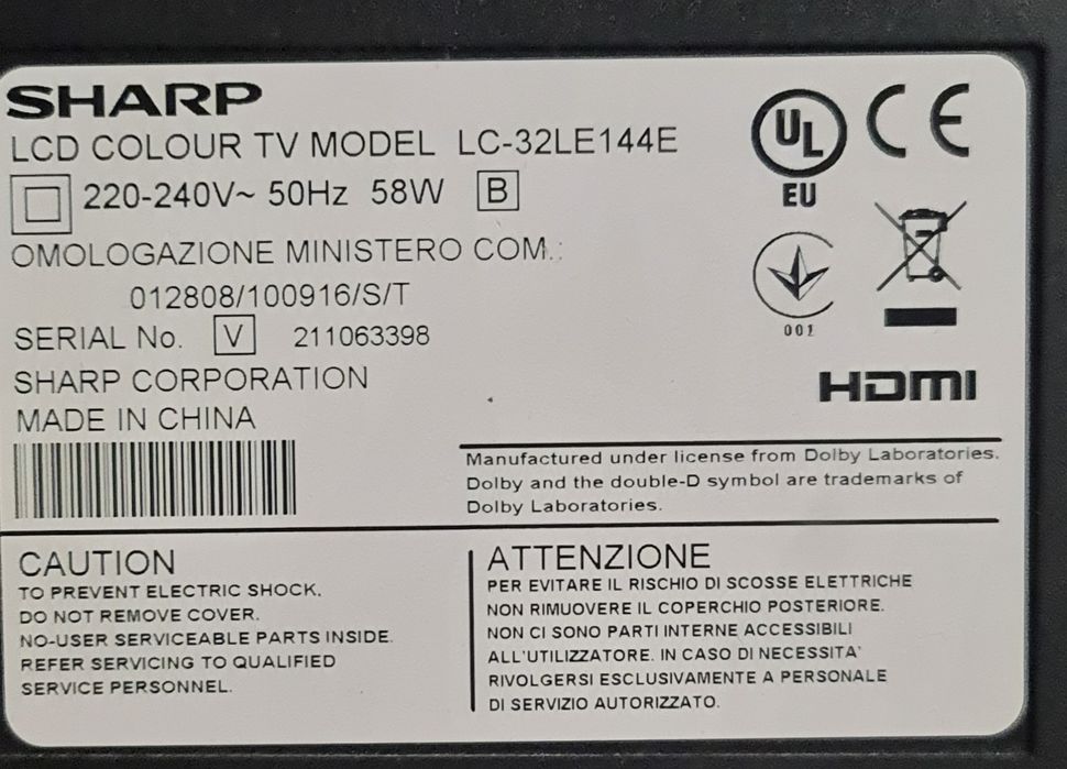 Tv SHarp 32 całe bez pilota