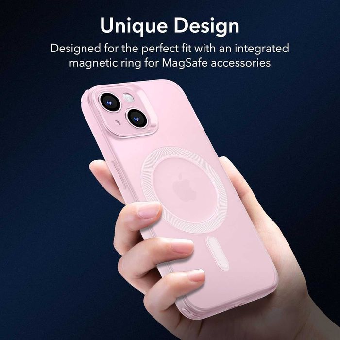 ESR Protective Phone Case MagSafe etui iPhone 15 Plus pół mat różowe