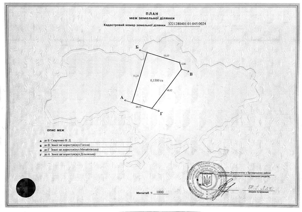 Земельна ділянка під будівництво 30 сот. с. Бобрик