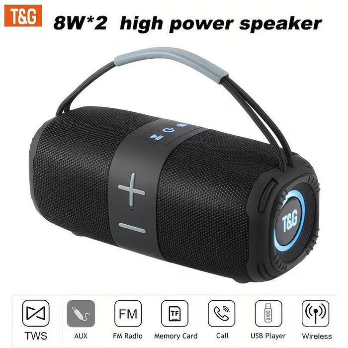 TG668 Coluna Bluetooth Portátil LED TWS FM USB TF 1500mAh