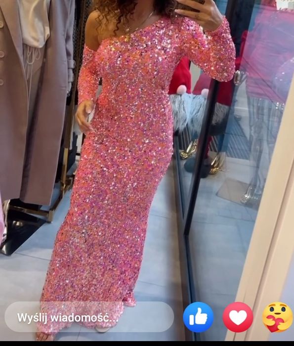 studniówka cekiny błyszcząca wesele tren barbie just unique xxs/xs lou