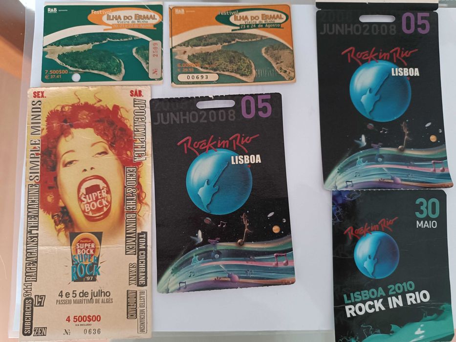 bilhetes de bandas colecionadores