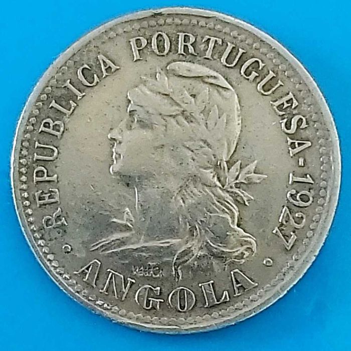 1927 20 Centavos Coin, Portuguese Republic, Angola