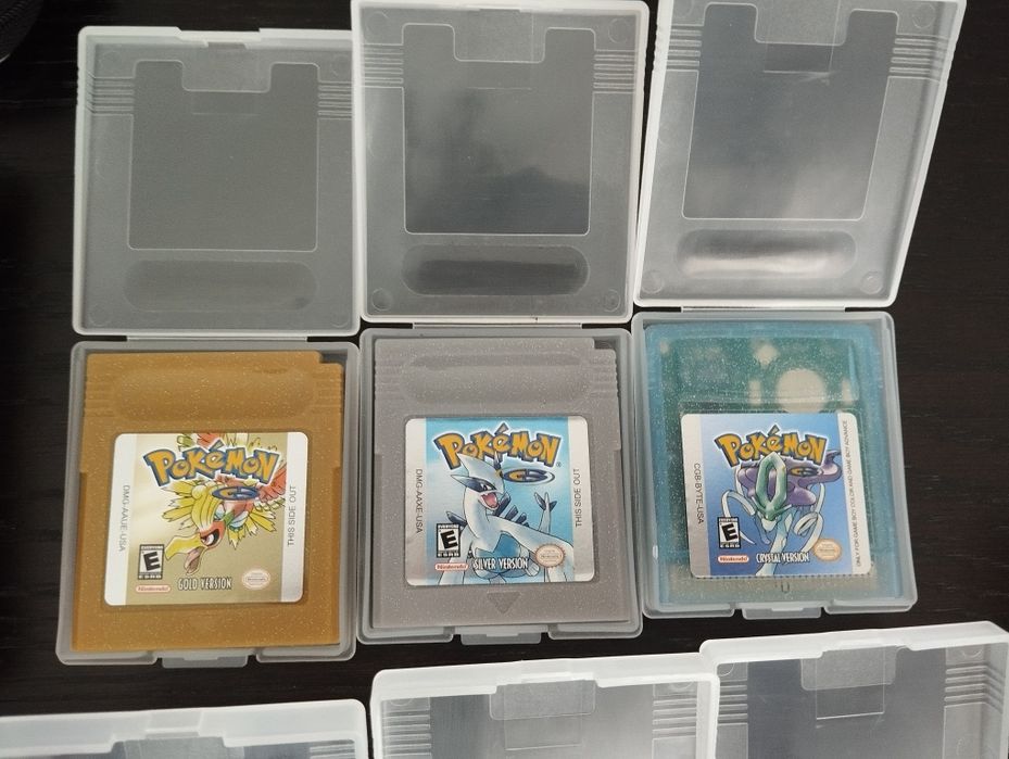 Conjunto Gameboy Color Atomic Purple 7 jogos Pokémon cabo link carregador USB e bolsa de proteção