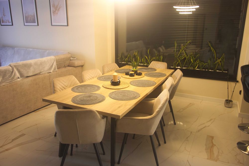 Stół loftowy 250x100x75 cm dąb Halifax stalowe nogi industrialny