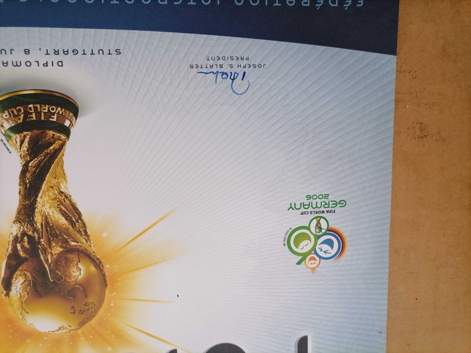 Único! Diploma Oficial da F.I.F.A. 4ºLugar PORTUGAL Mundial 2006 48x38