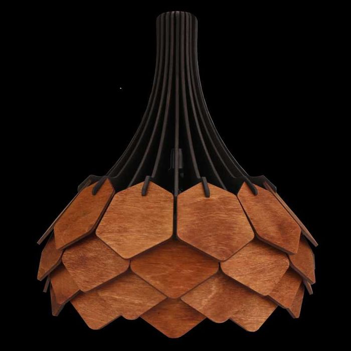 TANGAL brąz i czarny - Lampa drewniana