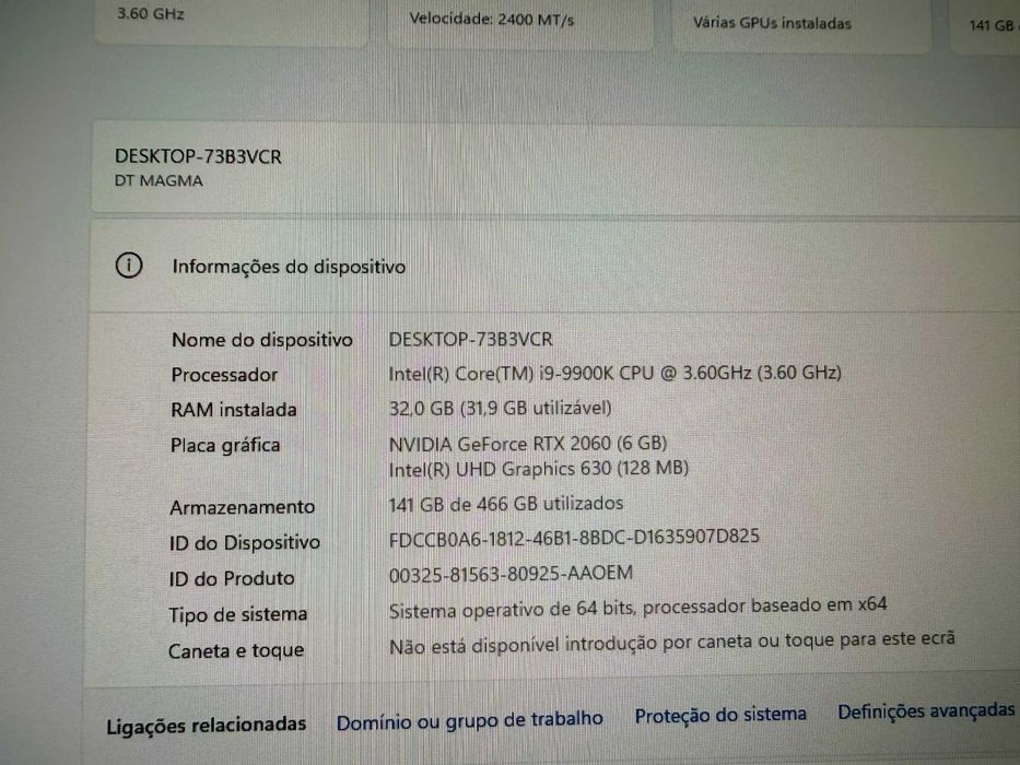 PC Gaming i9-9900K | RTX 2060 6GB | 32GB RAM | SSD 466GB