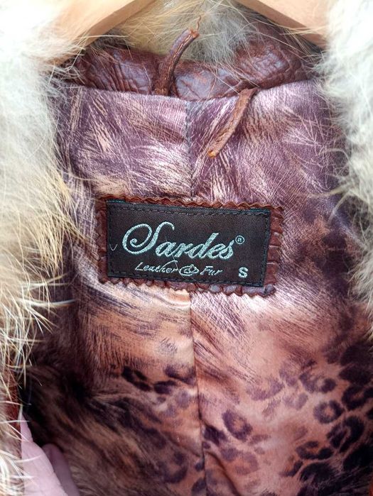 Вінтажна куртка з шкіри ягня з хутром лисиці Sardes leather & fur