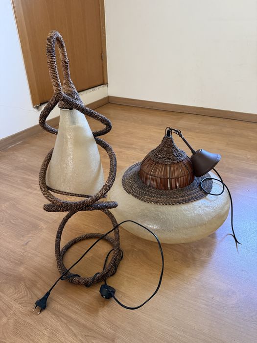 Conjunto candeeiro mais  candeeiro de mesa rusticos