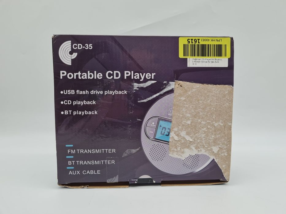 Discman odtwarzacz CD z Bluetooth USB AUX 2000mAh Głośniki