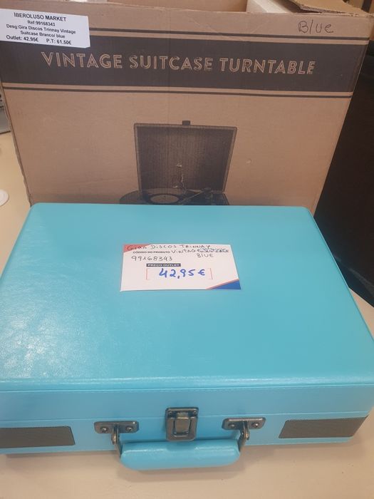 Gira discos trinnay vintage suitcase blue