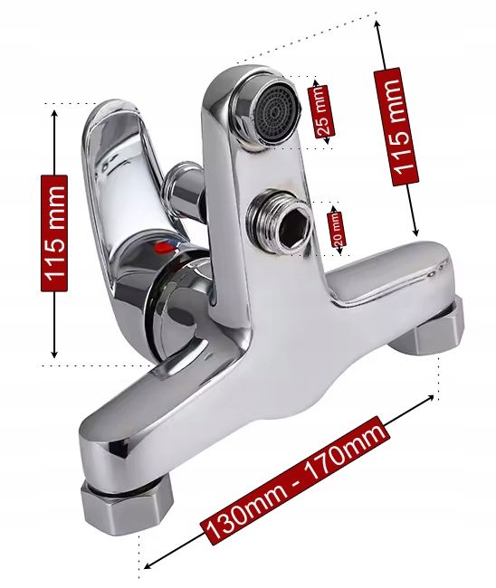 Bateria Wannowa Prysznicowa Ścienna Kran Wanny  + Zestaw Wąż Słuchawka
