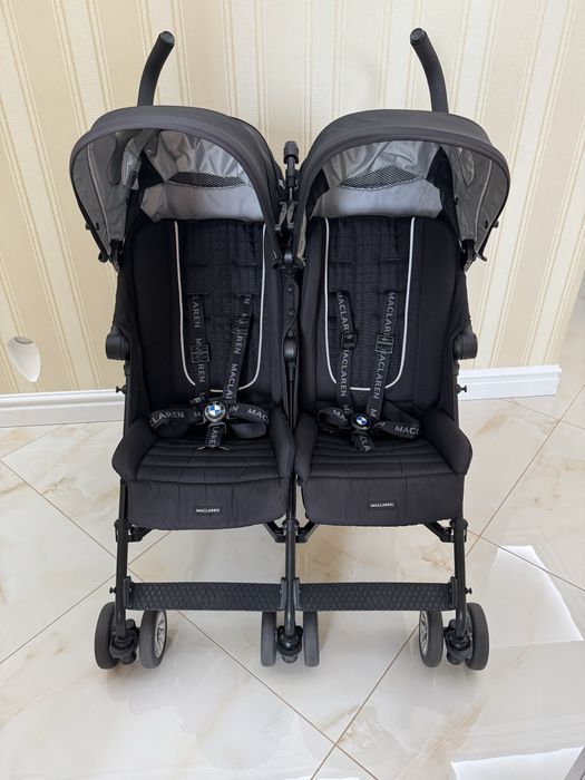 Дитяча коляска для двійні Maclaren BMW Twin Black. Дитячий візочок