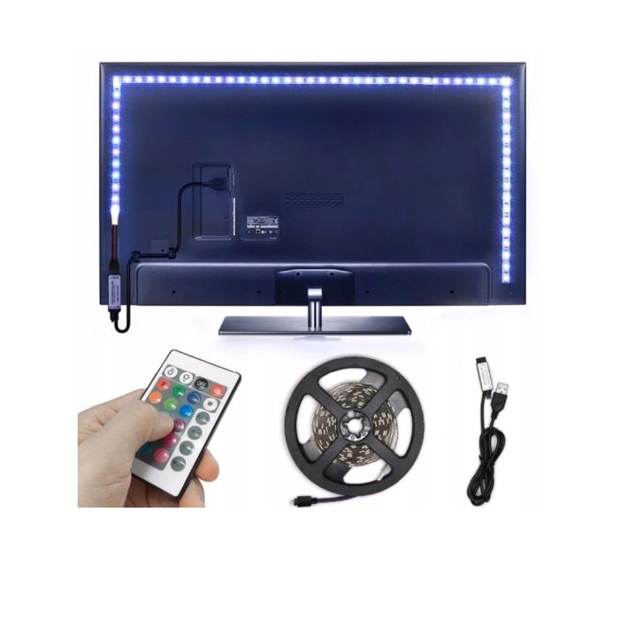 Taśma LED USB TV RGB + PILOT 1 metr - Podświetlenie TV 5V