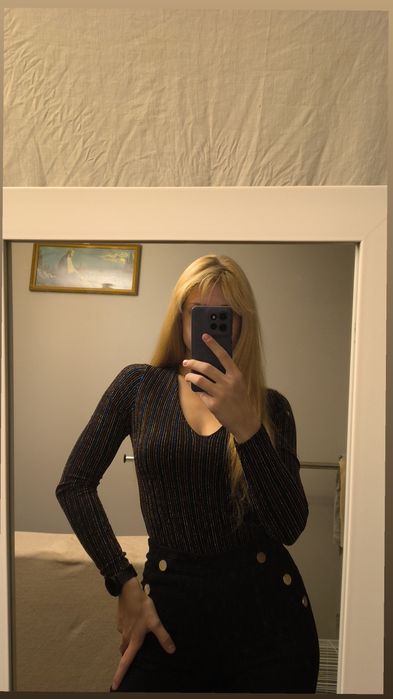 Śliczne błyszczące body M/L Szachownica