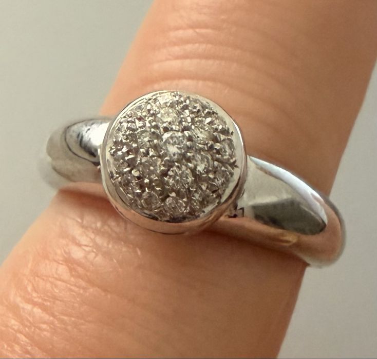 Anel chuveiro com 2,5cm diametro, ouro branco 19,2k