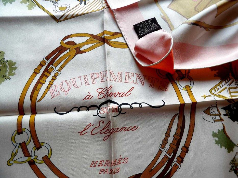 Apaszka twill silk Hermes "  Equipements a Cheval sur l'Elegance "