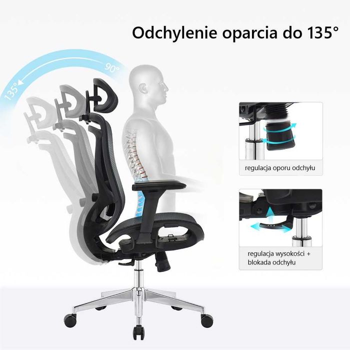 Ergonomiczny fotel biurowy biurowy SITLAB Elite - czarny