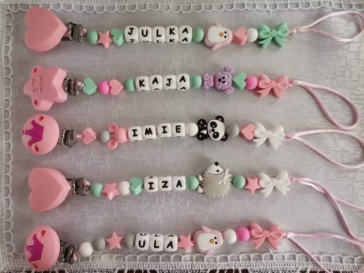 Zawieszka klips do smoczka/kluczy / gryzaka z imieniem