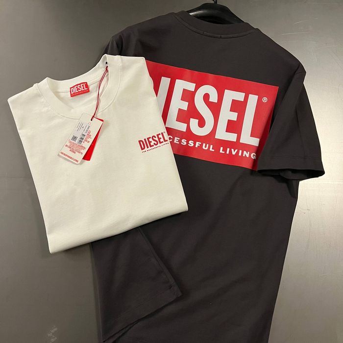Чоловіча мужская Футболка Diesel  чорний та білий