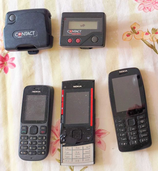 Lote Vintage: 3 Telemóveis Nokia + 2 Pagers Contactel