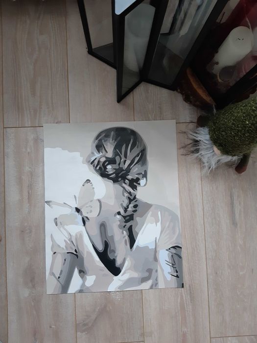 Obraz dziewczyna, kobieta z motylem