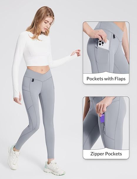 Legginsy termiczne damskie - wodoodporne, wysoki stan, XL, szare