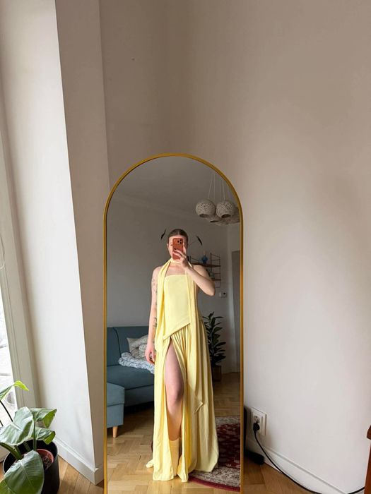 Sukienka maxi butter yellow z szalem babyboo