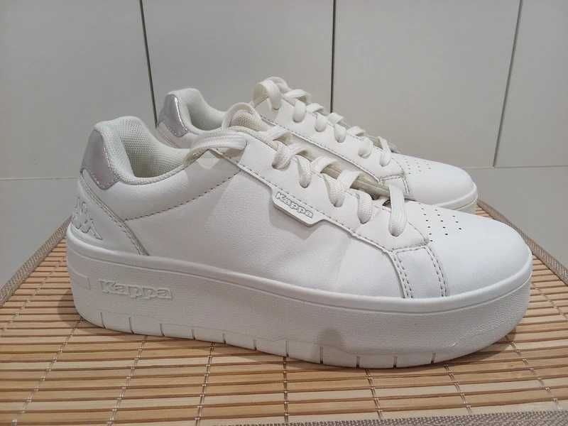 damskie białe sneakersy na platformie marki Kappa roz. 36 wkładka 23,5 cm