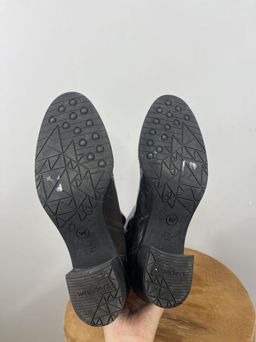 Czekoladowe brazowe skórzane buty sztyblety Wonders rozmiar 40