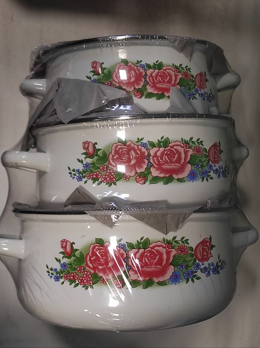 Zestaw 5 garnków emaliowanych z pokrywkami 10 elementów komplet emal