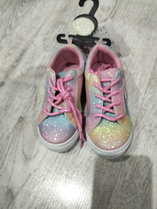 Nowe tęczowe brokatowe trampki roz 25