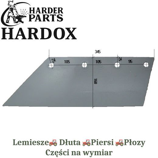 Lemiesz Rumptstad HARDOX 18105/L części do pługa 2X lepsze niż Borowe