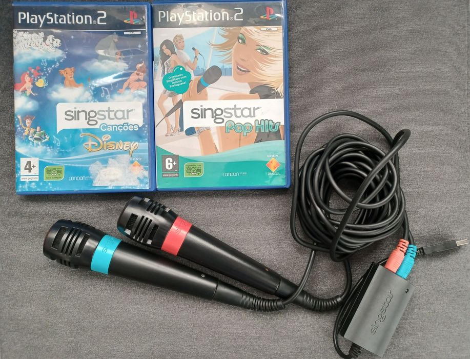 2 microfones para a PS2 mais 2 jogos
