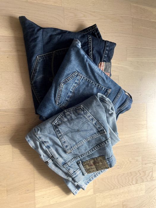 do przetworzenia (ścinki) spodnie jeans męskie 3 pary uszkodzone