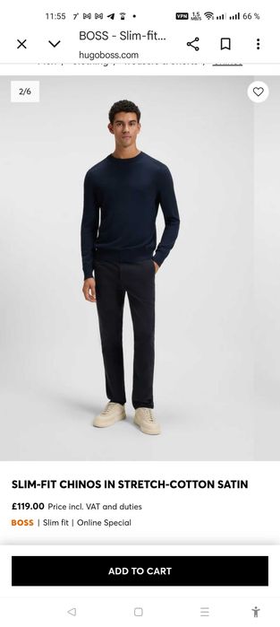 Джинсы (chino Hugo Boss Germany w36 stretch navy.