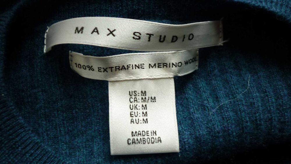 Max Studio- wełniany sweter r; M 100% merino